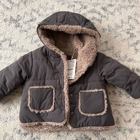 Zara Other - NWT Zara Kids Coat with Faux Shearling Fur Lining